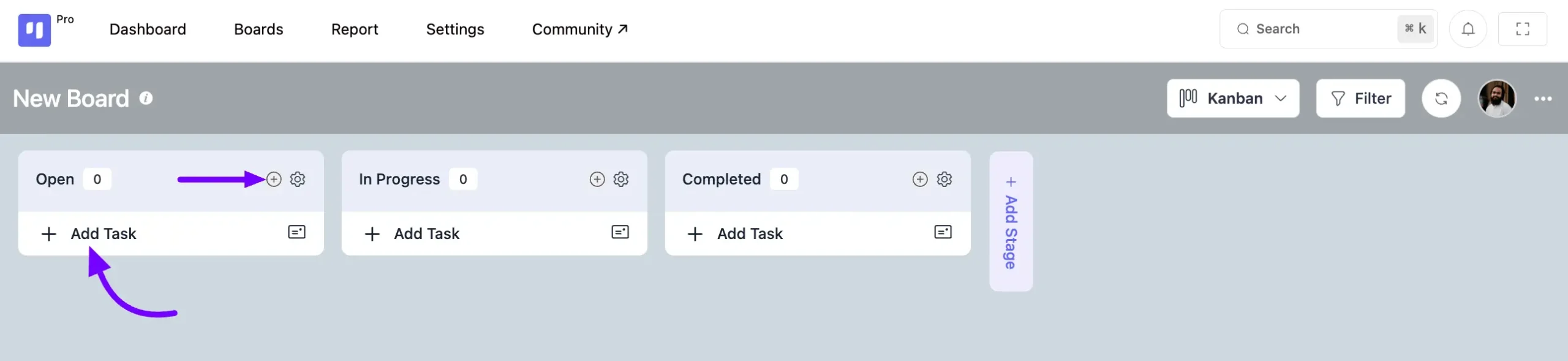task creation in boards