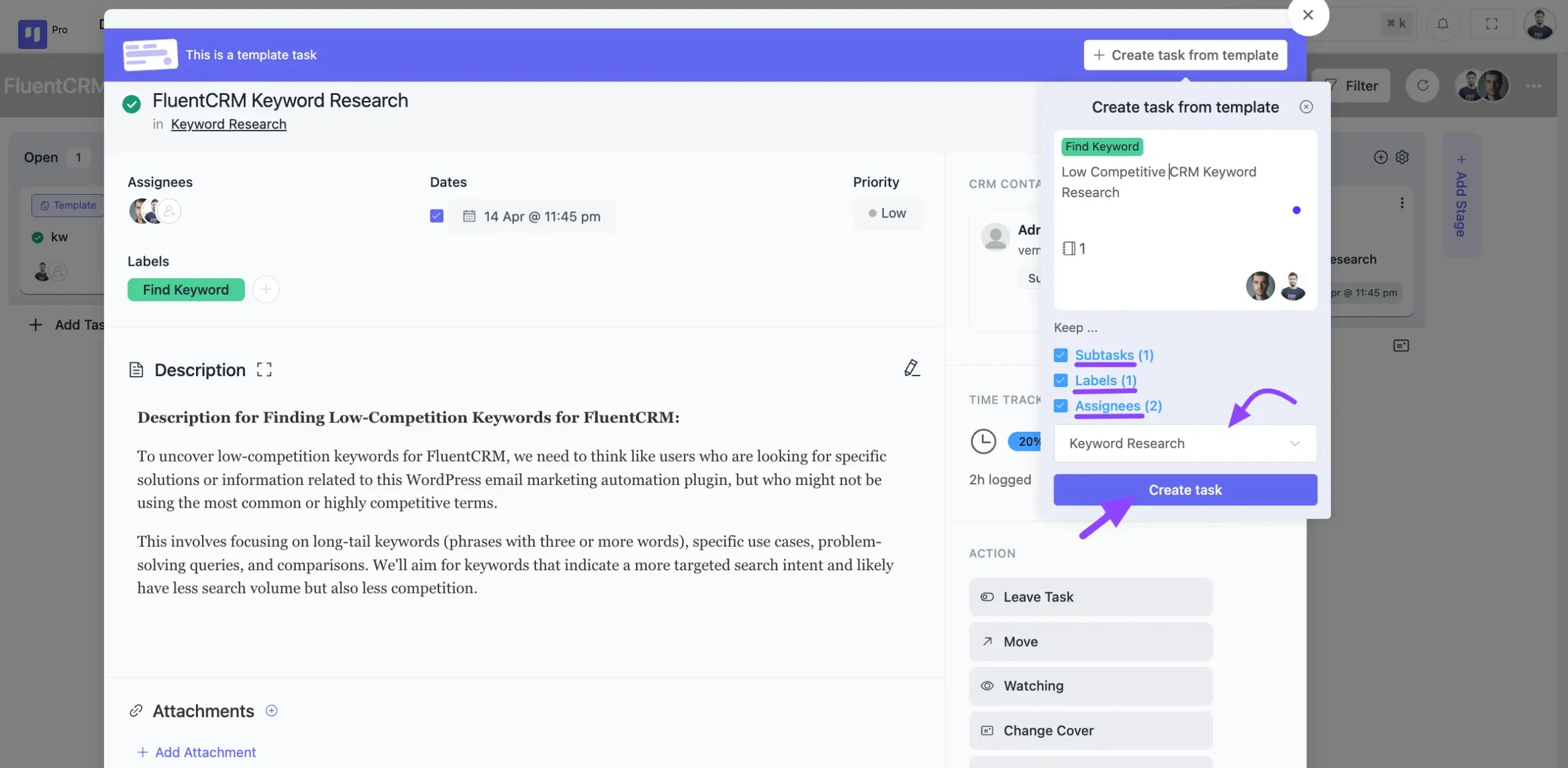 create task template
