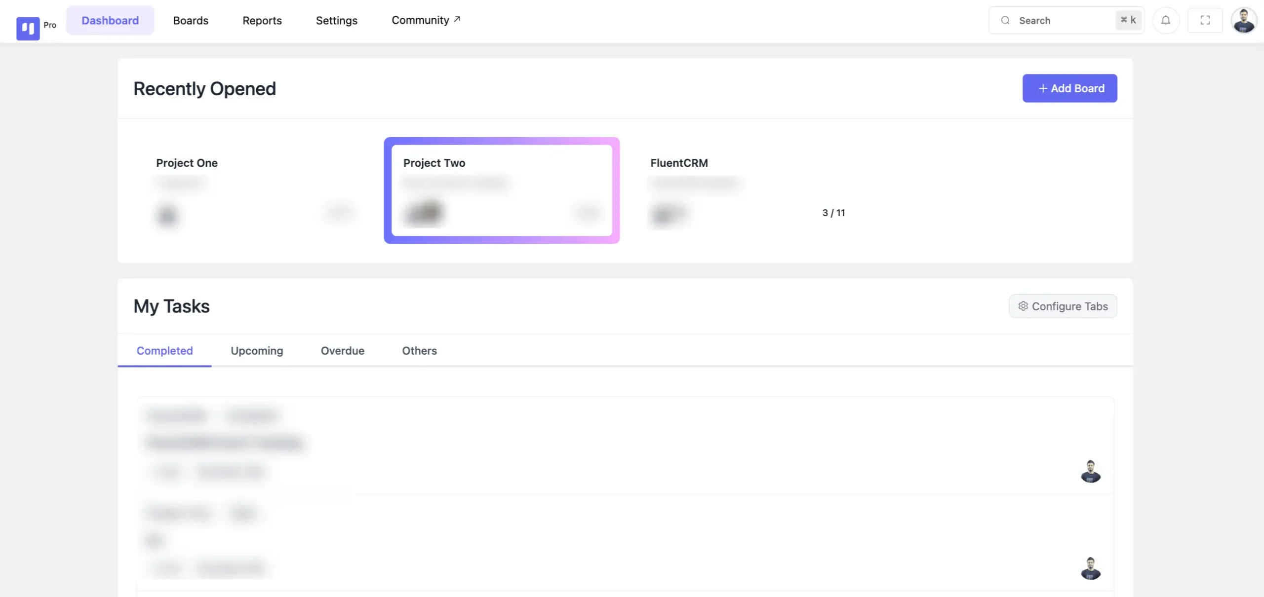 fluent board dashboard